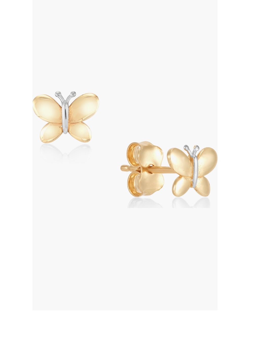 Frankie & Zoe Two-Tone Butterfly Stud Earrings 14K Gold